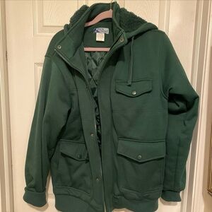 Vintage Jack Frost Medium Polyester Wear Varsity Jacket 1940s Style Green